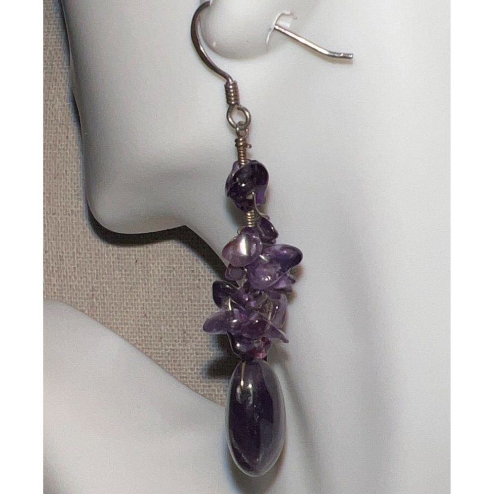 Amethyst Chips Earrings -- 2"